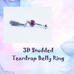 5/$10 | Studded CZ 3D Teardrop Belly Ring